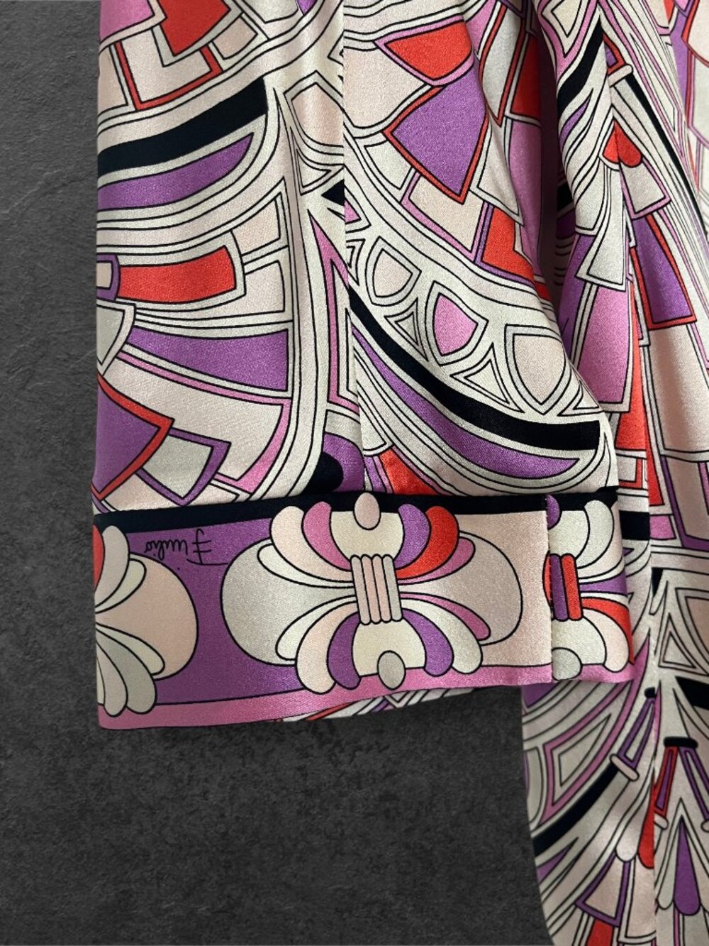 Emilio Pucci Firenze Geometric Silk Tunic Top